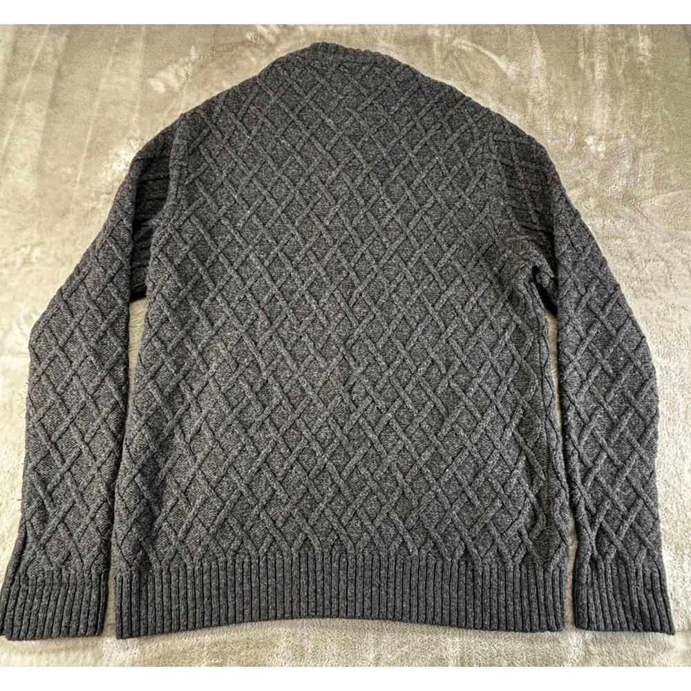 Billabong Full Zip Sweater Mens L Gray Diamond Cable Knit 37% wool - Picture 5 of 8